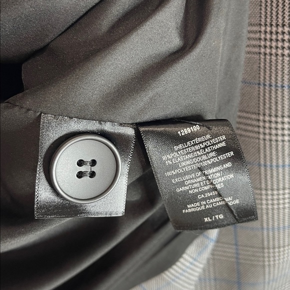 Steve Madden NWOT Plaid Blazer Padded Shoulders Black White Blue Loose Fit XL - Picture 8 of 13